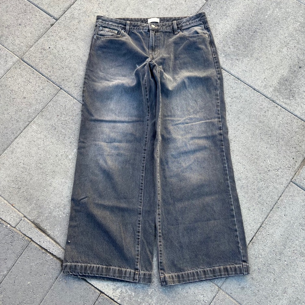 PacSun Casey Low Rise Baggy Jeans Faded Black Wide Leg Denim Size 31